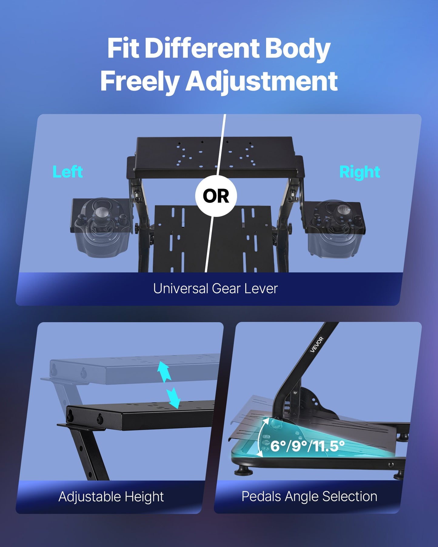 Rennlenkradständer, verstellbarer und faltbarer Simulatorständer für Logitech G29, G27, G920, G923, Thrustmaster T300RS, T300GT, T248, TS-PC, TSXW Gaming-Cockpit (Pedale nicht enthalten).