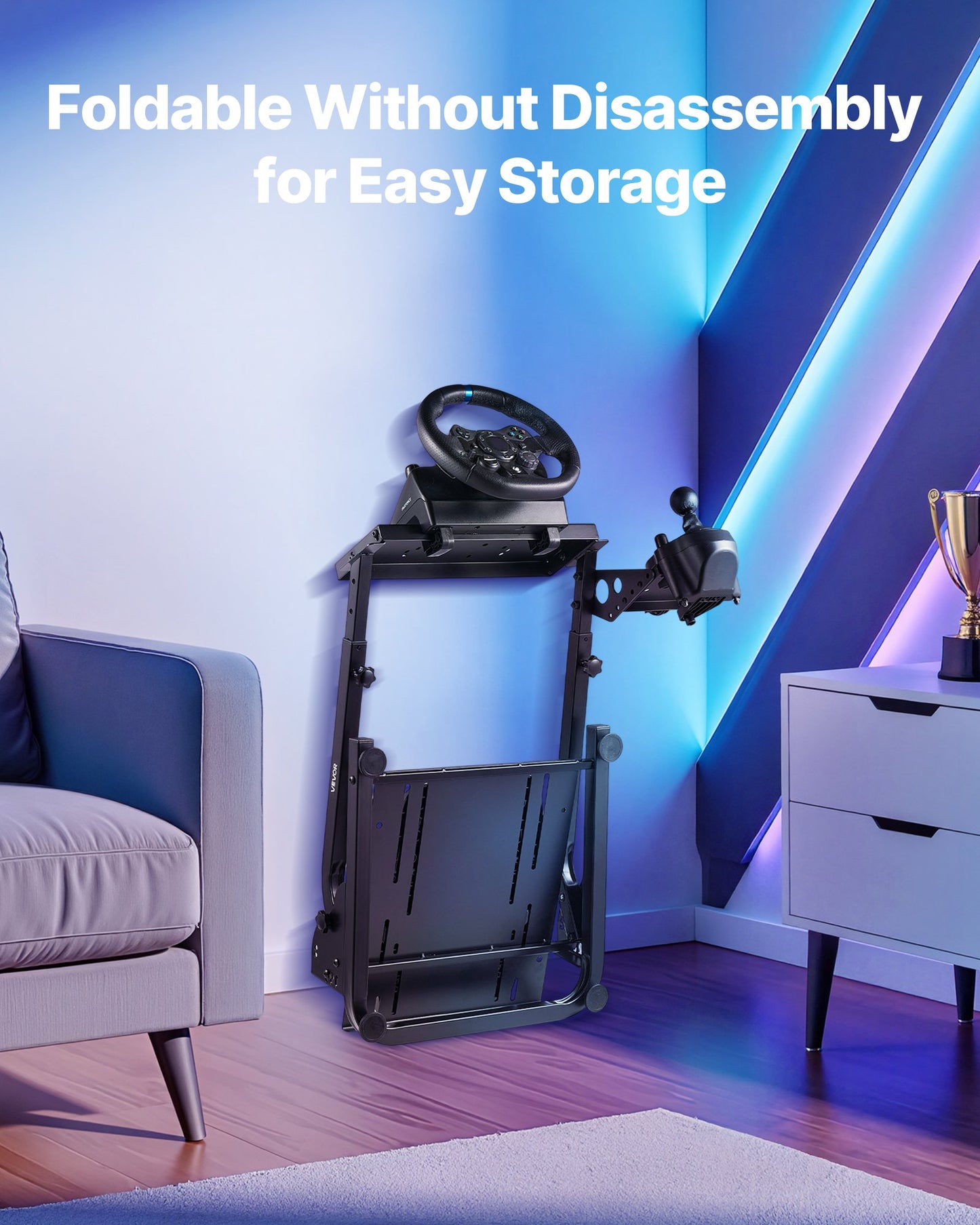 Rennlenkradständer, verstellbarer und faltbarer Simulatorständer für Logitech G29, G27, G920, G923, Thrustmaster T300RS, T300GT, T248, TS-PC, TSXW Gaming-Cockpit (Pedale nicht enthalten).