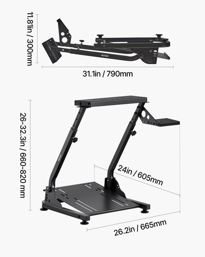 Rennlenkradständer, verstellbarer und faltbarer Simulatorständer für Logitech G29, G27, G920, G923, Thrustmaster T300RS, T300GT, T248, TS-PC, TSXW Gaming-Cockpit (Pedale nicht enthalten).