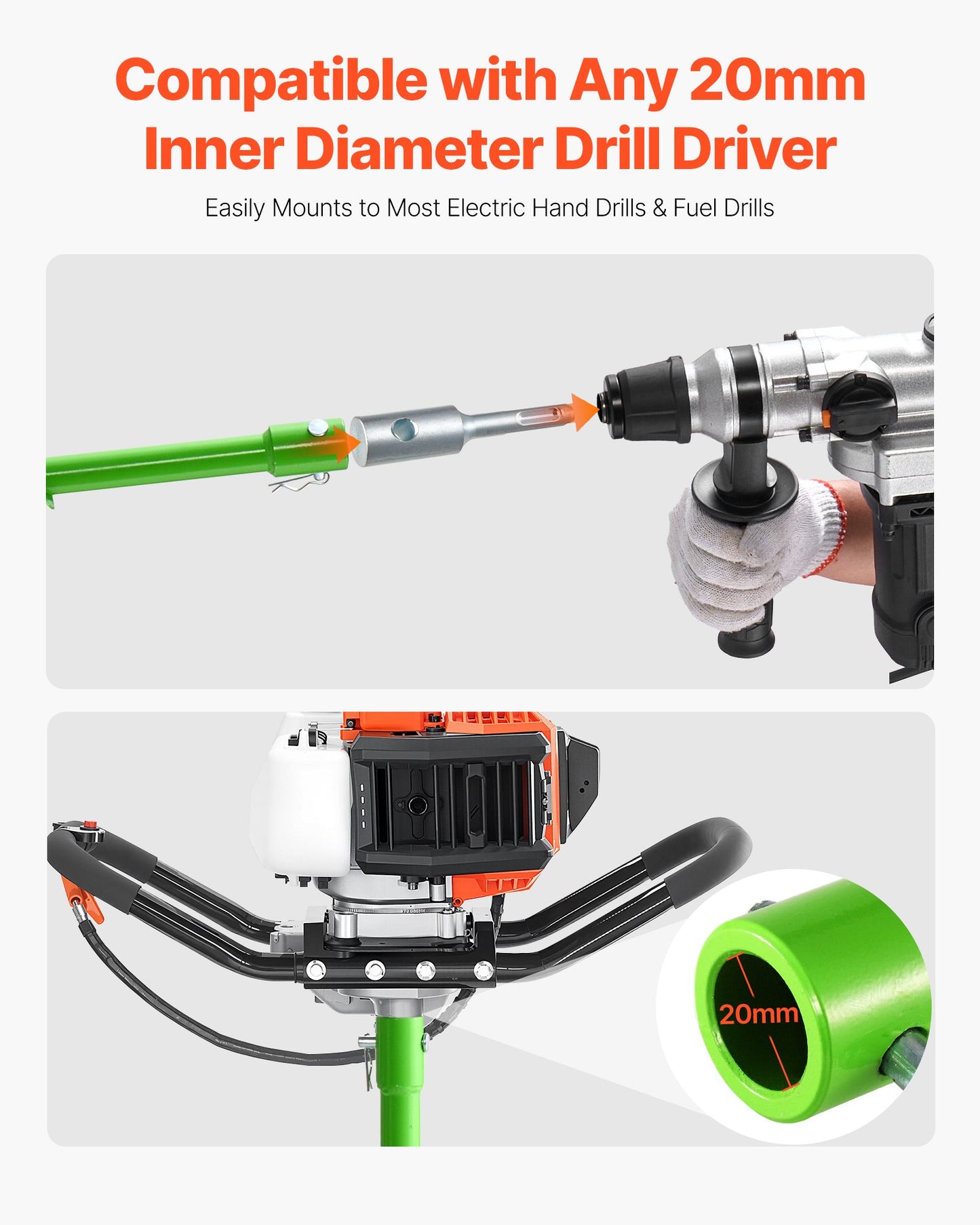 Auger Drill Bit for Planting, 40 x 800 mm Spiral Drill Bit, Compatible with 20mm ID Drive Drills, Heavy Duty Bulb Planter Tool, Post Hole Drilling Attachments for Garden Digger Fence