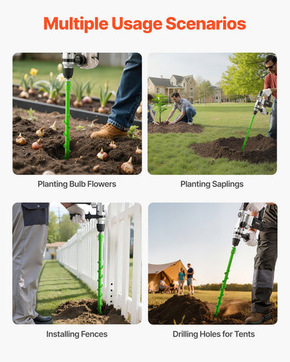 Auger Drill Bit for Planting, 40 x 800 mm Spiral Drill Bit, Compatible with 20mm ID Drive Drills, Heavy Duty Bulb Planter Tool, Post Hole Drilling Attachments for Garden Digger Fence