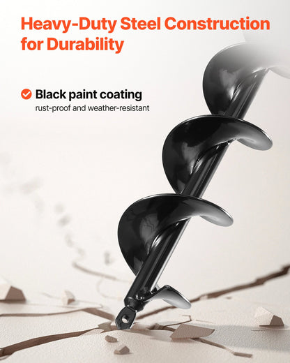 Erdbohrer für Pflanzarbeiten, 80 x 600 mm Spiralbohrer, für 3/8"-Sechskantantrieb-Bohrmaschinen, robustes Werkzeug zum Pflanzen von Blumenzwiebeln, Bohraufsätze für Gartenpfosten- und Zaunlochbohrer