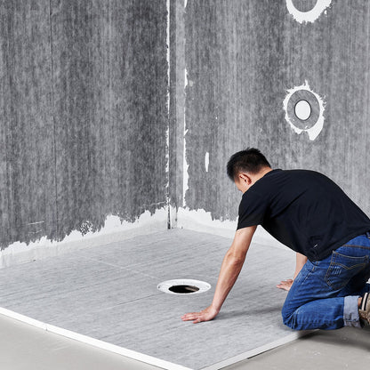 Shower Curb Kit, 1828x1828mm Shower Pan Kit with 160mm Central Drain, Lightweight EPS Shower Installation Kits with 2 Waterproof Cloths, Shower Pan Slope Sticks Fit for Bathroom