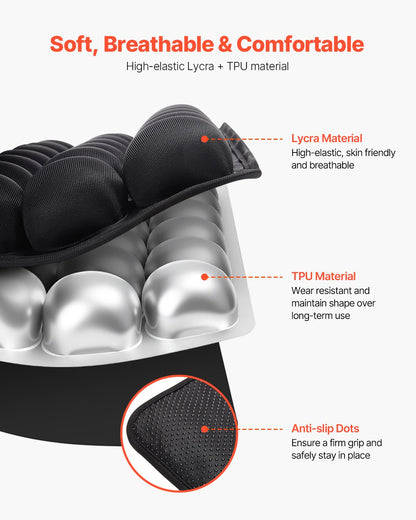Aufblasbares Sitzkissen, 3D-Luftzellen-Sitzkissen zur Druckentlastung, Rollstuhlsitzauflage aus Lycra und TPU mit Handpumpe, leicht und tragbar für Reisen, Büro, Auto und Flugzeug