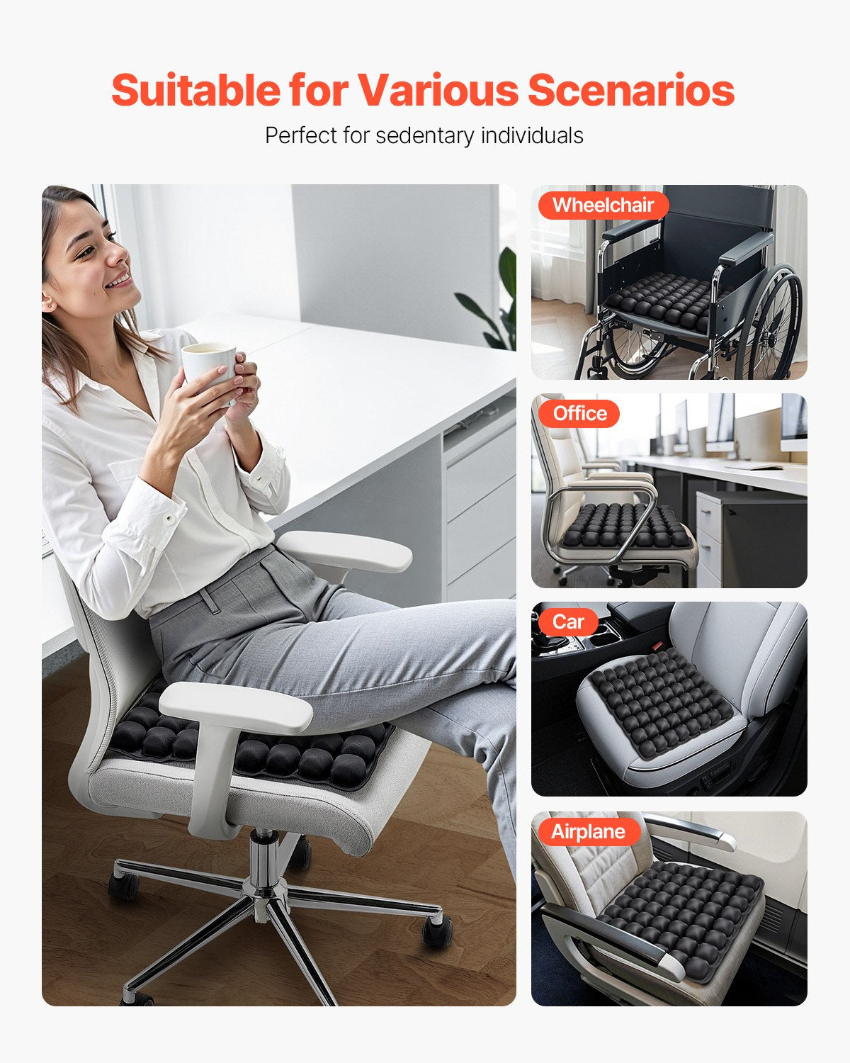 Aufblasbares Sitzkissen, 3D-Luftzellen-Sitzkissen zur Druckentlastung, Rollstuhlsitzauflage aus Lycra und TPU mit Handpumpe, leicht und tragbar für Reisen, Büro, Auto und Flugzeug