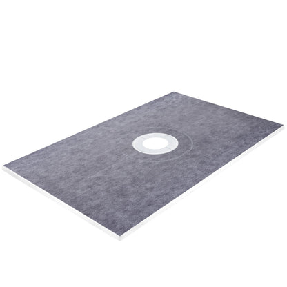 Shower Curb Kit, 38" x 60" ABS Watertight Shower Curb Overlay with 4" ABS Central Bonding Flange, 4" Stainless Steel Grate and Trowel, Cuttable Shower Curb, Shower Pan Fit for Bathroom