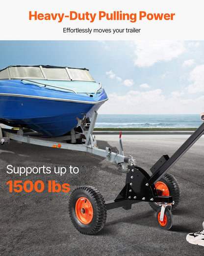 Trailer Dolly, 1500lbs Tongue Weight Capacity, 2 in 1 Trailer Mover with 2 in Ball, 16 in Pneumatic Tires and Universal Wheel, Portable Tow Dolly for Moving Car RV Trailer