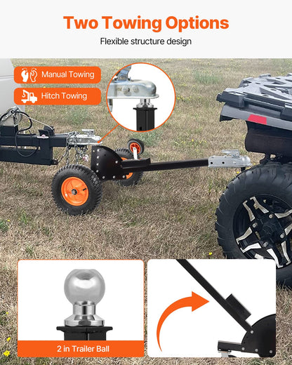 Trailer Dolly, 1500lbs Tongue Weight Capacity, 2 in 1 Trailer Mover with 2 in Ball, 16 in Pneumatic Tires and Universal Wheel, Portable Tow Dolly for Moving Car RV Trailer