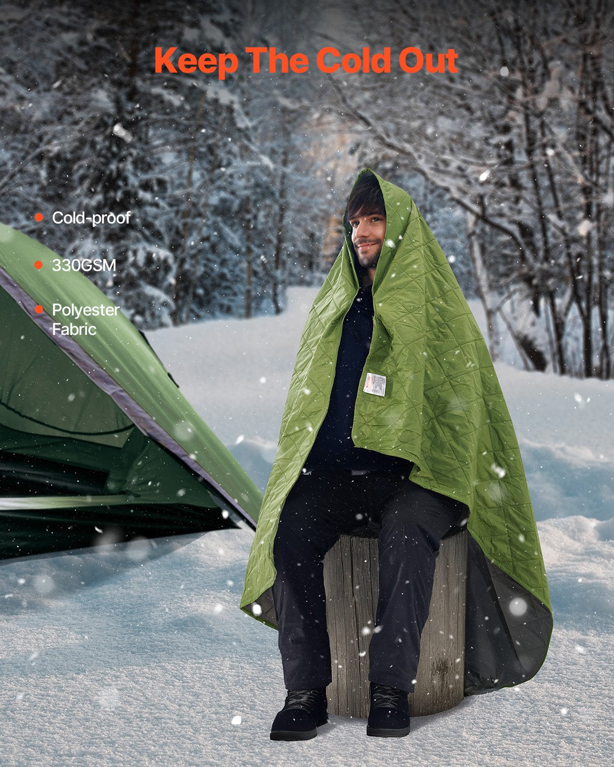 Camping Blanket 2,08 m x 1,4 m(82" x 55") Warm Stadium Blanket 330GSM Outdoor Travel