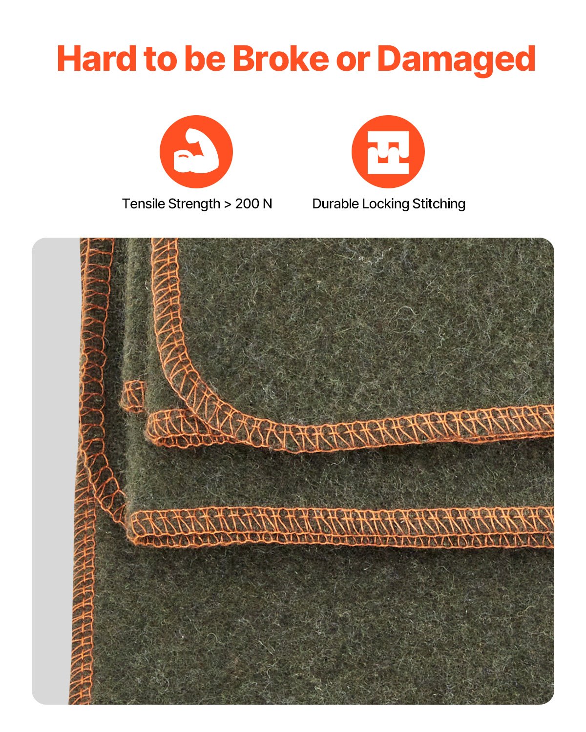 Wool Camping Blanket 1,62x2,23m / 64" x 88" Warm for Camping Hiking Travel Army Green