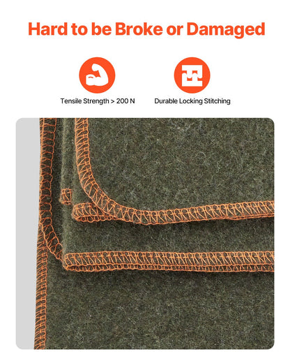 Wool Camping Blanket 1,62x2,23m / 64" x 88" Warm for Camping Hiking Travel Army Green