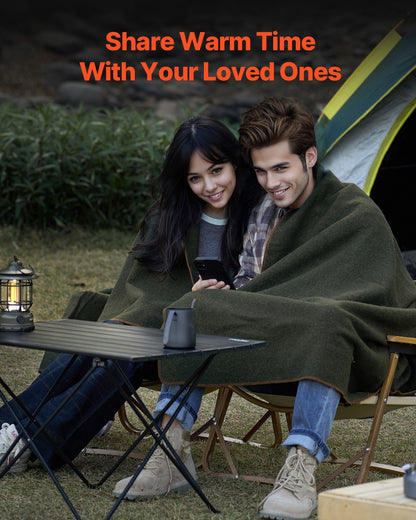 Wool Camping Blanket 1,62x2,23m / 64" x 88" Warm for Camping Hiking Travel Army Green