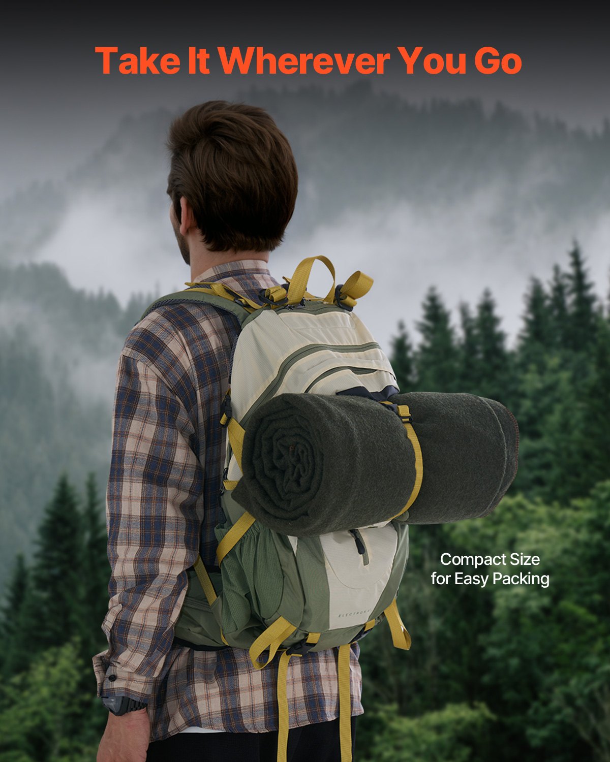 Wool Camping Blanket 1,62x2,23m / 64" x 88" Warm for Camping Hiking Travel Army Green