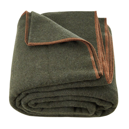 Wool Camping Blanket 1,62x2,23m / 64" x 88" Warm for Camping Hiking Travel Army Green