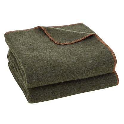 Wool Camping Blanket 1,62x2,23m / 64" x 88" Warm for Camping Hiking Travel Army Green