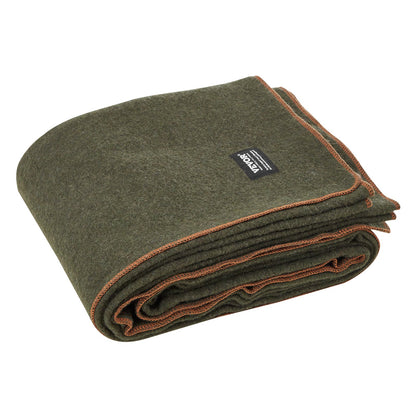 Wool Camping Blanket 1,62x2,23m / 64" x 88" Warm for Camping Hiking Travel Army Green