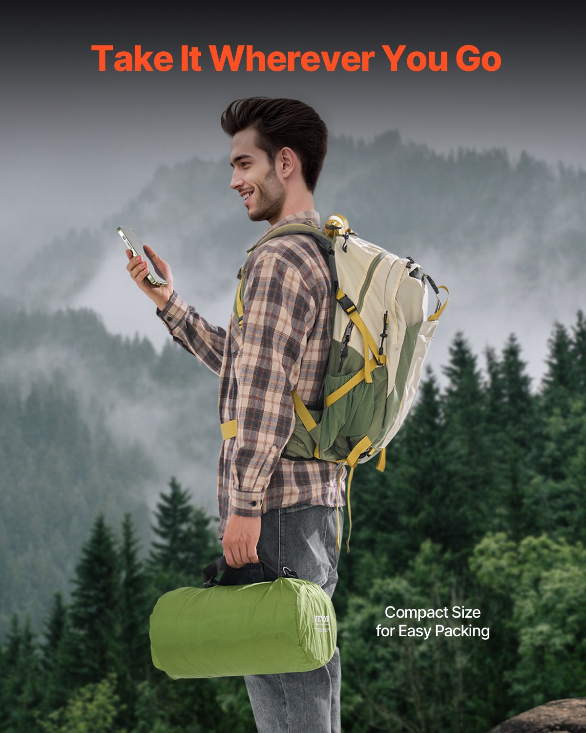 Camping Blanket 2x1,5m (79" x 59") Wearable Warm Stadium Blanket Outdoor Light Green