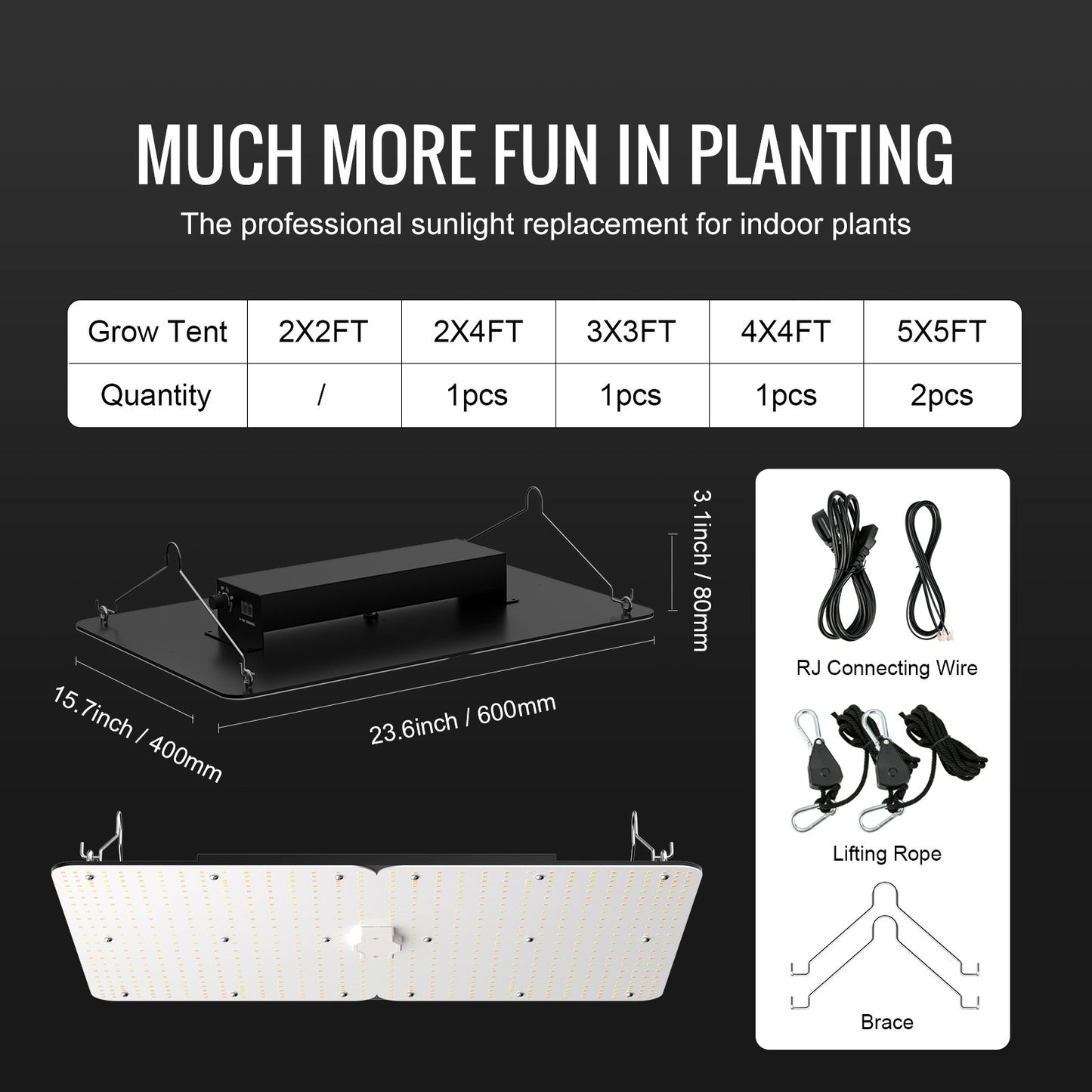 LED Grow Light, 300W Full Spectrum Dimmable, High Yield Samsung 2B1B Diodes Growing Lamp for Indoor Plants Seedling Veg and Bloom Greenhouse Growing, Daisy Chain Driver for 3x3/4x4 ft Grow Tent