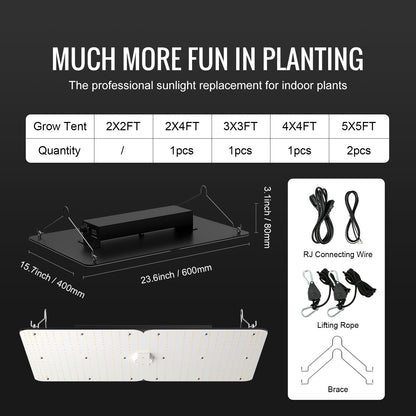 LED Grow Light, 300W Full Spectrum Dimmable, High Yield Samsung 2B1B Diodes Growing Lamp for Indoor Plants Seedling Veg and Bloom Greenhouse Growing, Daisy Chain Driver for 3x3/4x4 ft Grow Tent