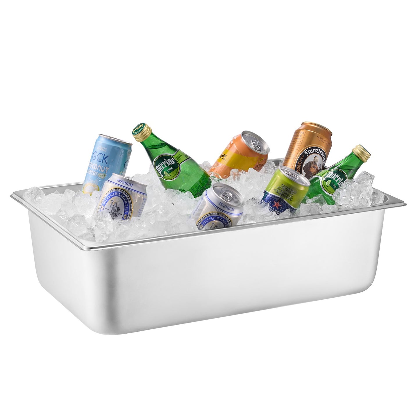 Countertop Food Serving Display Container, 5 Pan Stainless Steel Food Serving Tray, Buffet Condiment Dispenser Display Rack with Clear Lid & 3 Freezer Boxes, for Restaurant Hotel Kitchen Party