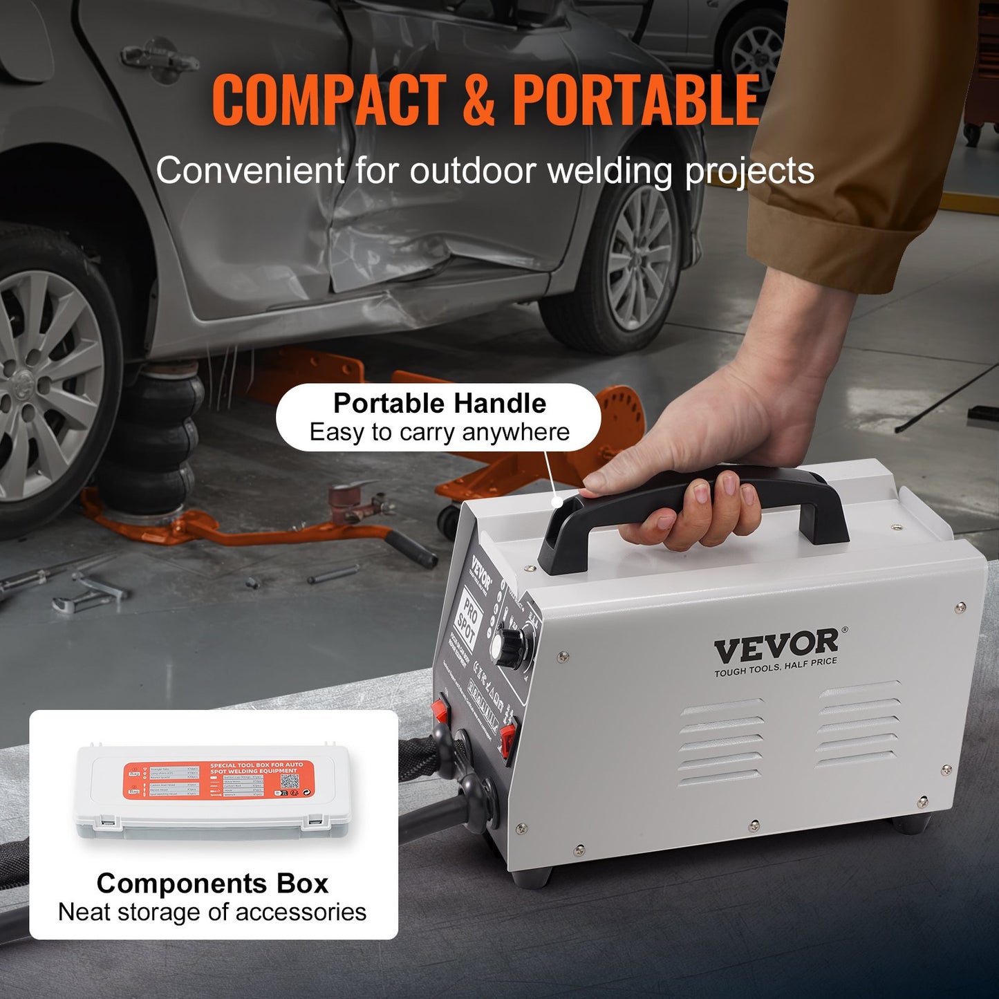 Bolzenschweiß-Ausbeulset, Punktschweiß-Ausbeulgerät mit 7 Schweißmodi und einstellbarer Leistung, 1,8 kW Punktschweiß-Ausbeulwerkzeug für Pkw und Lkw