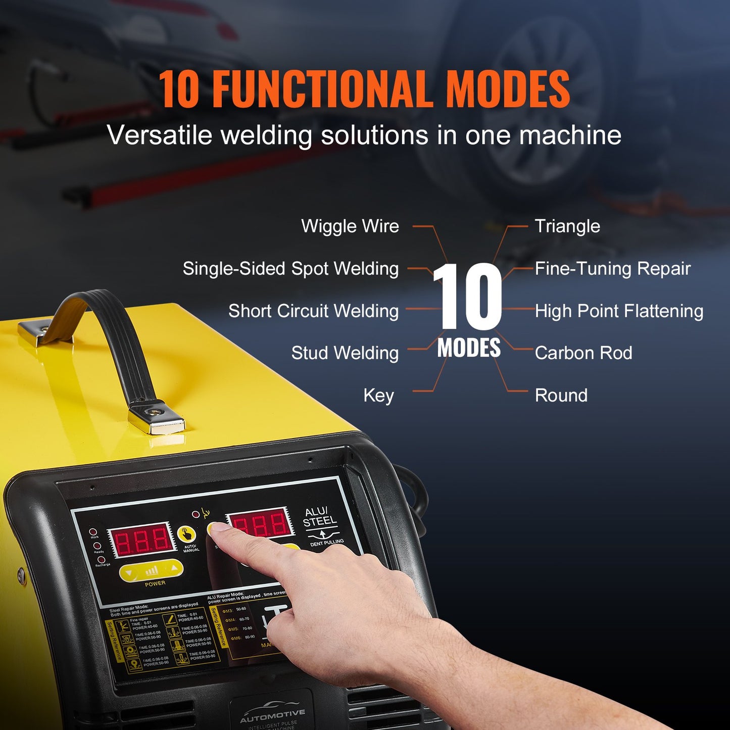 Dual Pro Bolzenschweißgerät Deluxe AL/Fe Dellenreparaturset, professionelles 5-kW-Schweißgerät mit automatischem/manuellem Schweißmodus und 10 Betriebsmodi, Punktschweißgerät zur Dellenreparatur an Stahl- und Aluminium-Karosserieteilen