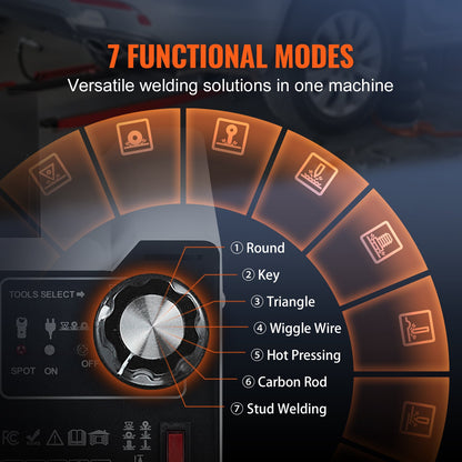 Bolzenschweiß-Ausbeulgerät, 1,8-kW-Punktschweißgerät mit automatischer/manueller Schweißfunktion und 7 vielseitigen Modi, Ausbeulmaschine für Pkw und Lkw zur Ausbeulung von Karosserien