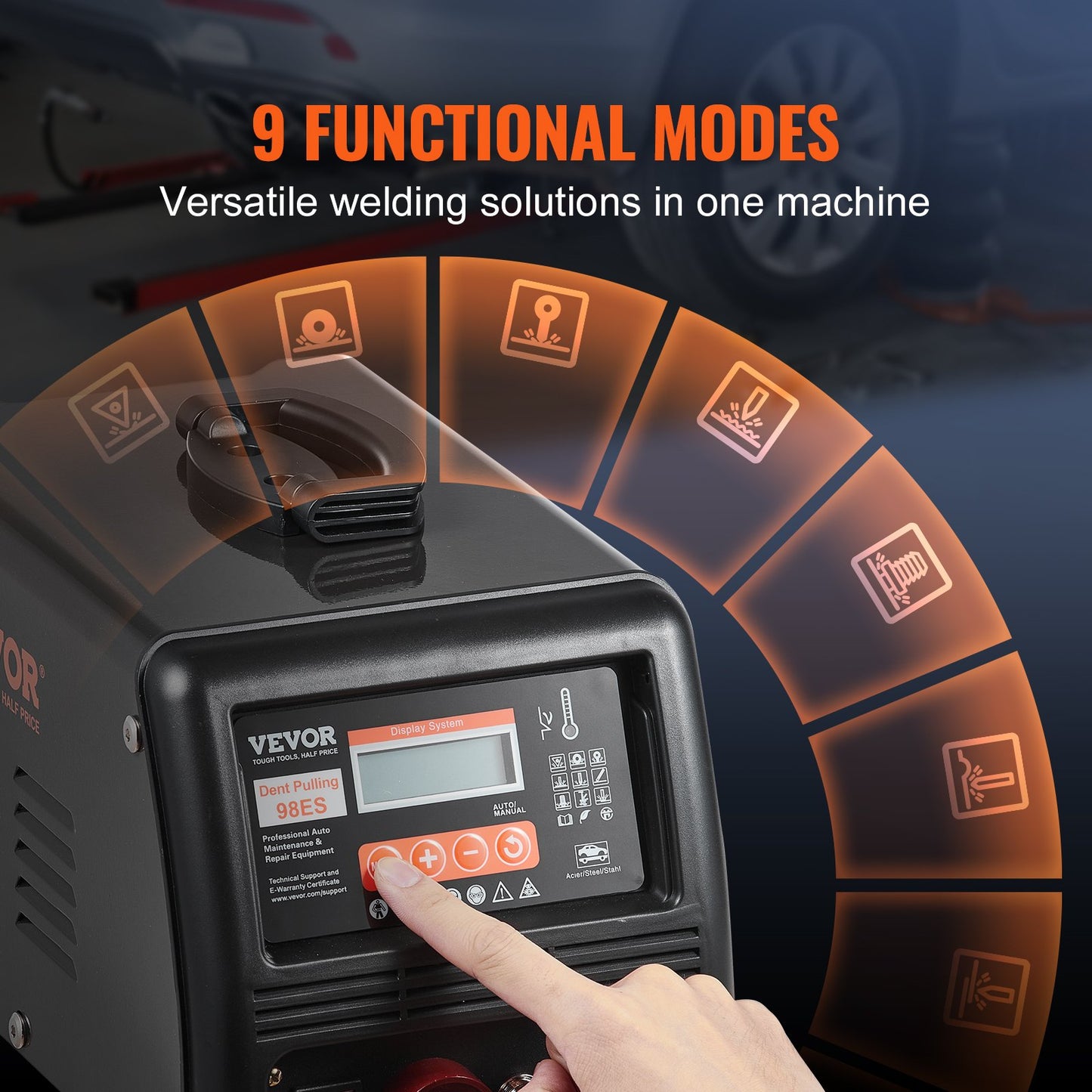 Stud Welder Dent Repair Kit, 3KW Spot Welder Dent Puller with Auto/Manual Welding & 9 Versatile Modes, Auto Body Spot Welding Dent Puller Machine for Car, Truck Dent Repair