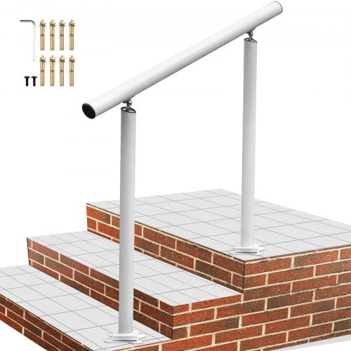 Treppengeländer für den Außenbereich, 91 cm (3 Fuß), 86 cm (34 Zoll) lang, weiß, verstellbar von 0 bis 60 Grad, aus weißem Aluminium für den Außenbereich, ideal für den Garten.