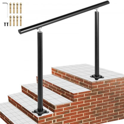 Treppengeländer für den Außenbereich, 120 cm (4 Fuß), 86 cm (34 Zoll) lang, schwarz, verstellbar von 0 bis 60 Grad, aus schwarzem Aluminium für den Außenbereich, ideal für den Garten