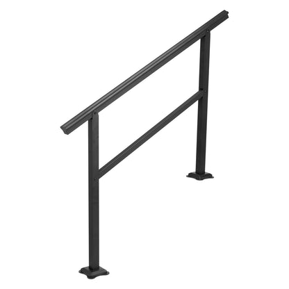 Treppengeländer für den Außenbereich, 48 x 35,5 Zoll, verstellbar von 0 bis 45 Grad, für Treppen mit Querverstrebungen, aus schwarzem Aluminium