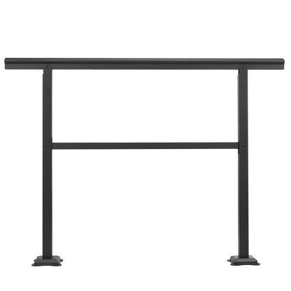 Treppengeländer für den Außenbereich, 48 x 35,5 Zoll, verstellbar von 0 bis 45 Grad, für Treppen mit Querverstrebungen, aus schwarzem Aluminium
