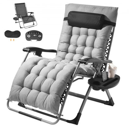 Zero Gravity Chair, 33 inch Zero Gravity Recliner Lounge Chair for Indoor and Outdoor, Adjustable Anti Gravity Chair with Cushion, Headrest, Footrest, and Cupholder, 500 lbs, Gray