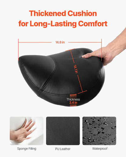 Saddle Stool with Wheels, 450 LBS Weight Capacity Ergonomic Rolling Stool, Height Adjustable Thickened PU Leather Swivel Saddle Chair for Salon, Spa, Massage, Tattoo, Clinic, Black