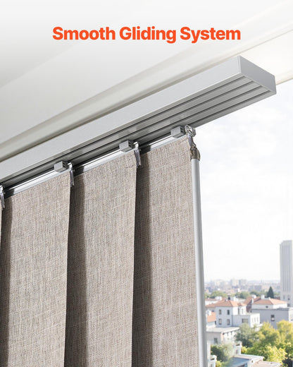 Panel Track Blinds, Extendable Track from 116 cm to 218 cm W, Trimmable Panel Curtains Up to 243cm H, Vertical Blackout Panel Blinds for Sliding Doors, Patio Doors, Room Divider, Windows, Brown