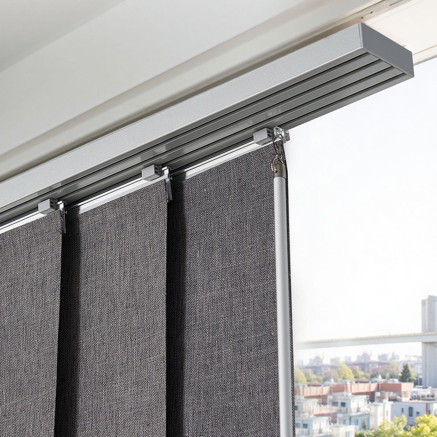 Panel Track Blinds, Extendable Track from 116 cm to 218 cm W, Trimmable Panel Curtains Up to 243cm H, Vertical Blackout Panel Blinds for Sliding Doors, Patio Doors, Room Divider, Dark Gray