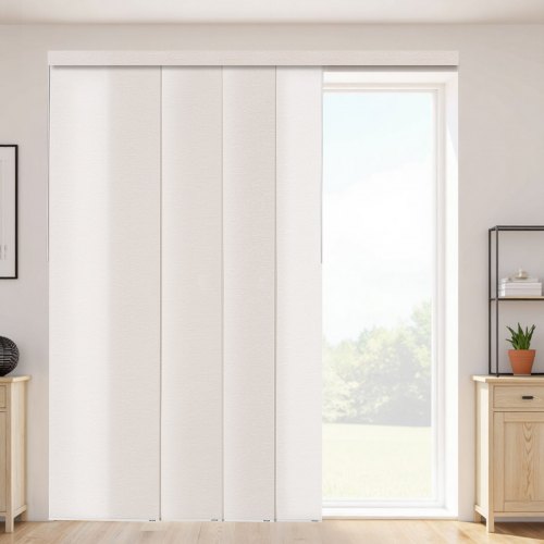 Panel Track Blinds, Extendable Track from 116 cm to 218 cm W, Trimmable Panel Curtains Up to 243cm H, Adjustable Vertical Panel Blinds for Sliding Doors, Patio Doors, Room Divider, Light Brown