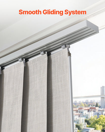 Panel Track Blinds, Extendable Track from 116 cm to 218 cm W, Trimmable Panel Curtains Up to 243cm H, Vertical Blackout Panel Blinds for Sliding Doors, Patio Doors, Room Divider, Light Gray