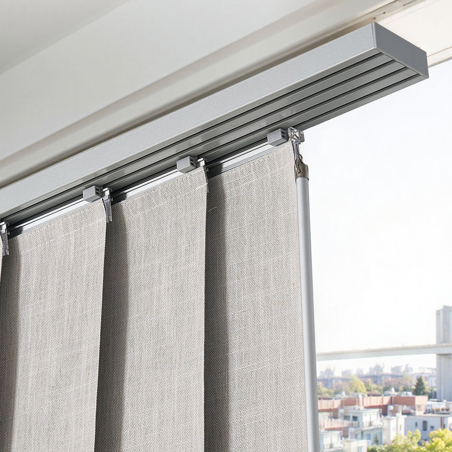 Panel Track Blinds, Extendable Track from 116 cm to 218 cm W, Trimmable Panel Curtains Up to 243cm H, Vertical Blackout Panel Blinds for Sliding Doors, Patio Doors, Room Divider, Light Gray