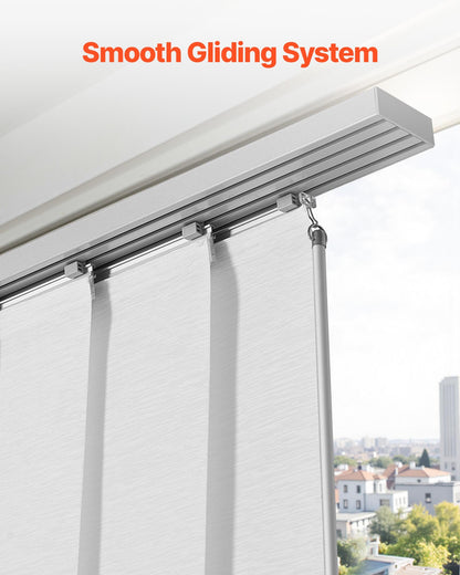 Panel Track Blinds, Extendable Track from 116 cm to 218 cm W, Trimmable Panel Curtains Up to 243cm H, Adjustable Vertical Panel Blinds for Sliding Doors, Patio Doors, Room Divider, Window, White