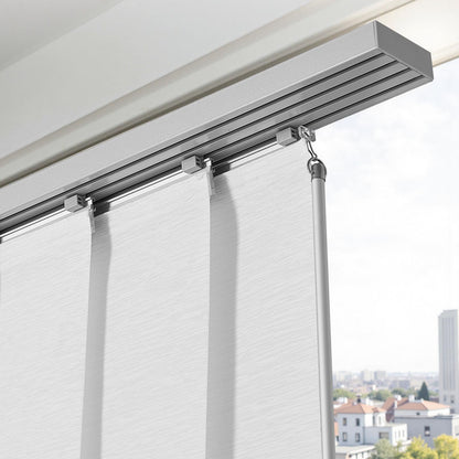 Panel Track Blinds, Extendable Track from 116 cm to 218 cm W, Trimmable Panel Curtains Up to 243cm H, Adjustable Vertical Panel Blinds for Sliding Doors, Patio Doors, Room Divider, Window, White
