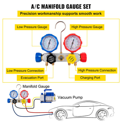 Vakuumpumpen-Manometer-Set für Klimaanlagen, 4,8 CFM, 5 Pa, HVAC-Vakuumpumpe mit Box