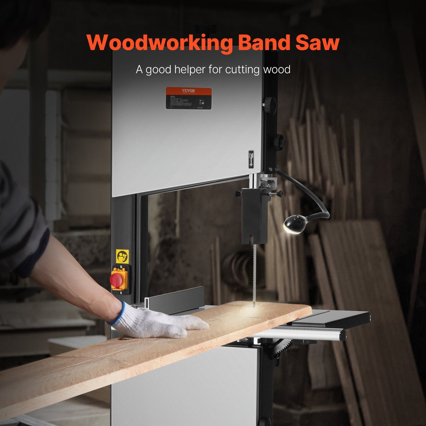 Band Saw, 340mm / 13.39-Inch, Benchtop Bandsaw with Stand, 440-846 RPM Continuously Viable Speed, 1100W 1.5HP, 220V, Optimized Work Light, and Miter Gauge, for Woodworking Aluminum Wood Metal Copper