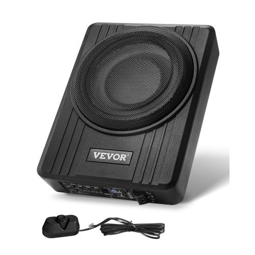10-Zoll-300-Watt-Subwoofer für die Montage unter dem Sitz, schlanker, aktiver Auto-Subwoofer mit integriertem Verstärker, Hoch-/Niederpegeleingang und Lautstärkeregler für SUVs, PKWs, LKWs und Wohnmobile