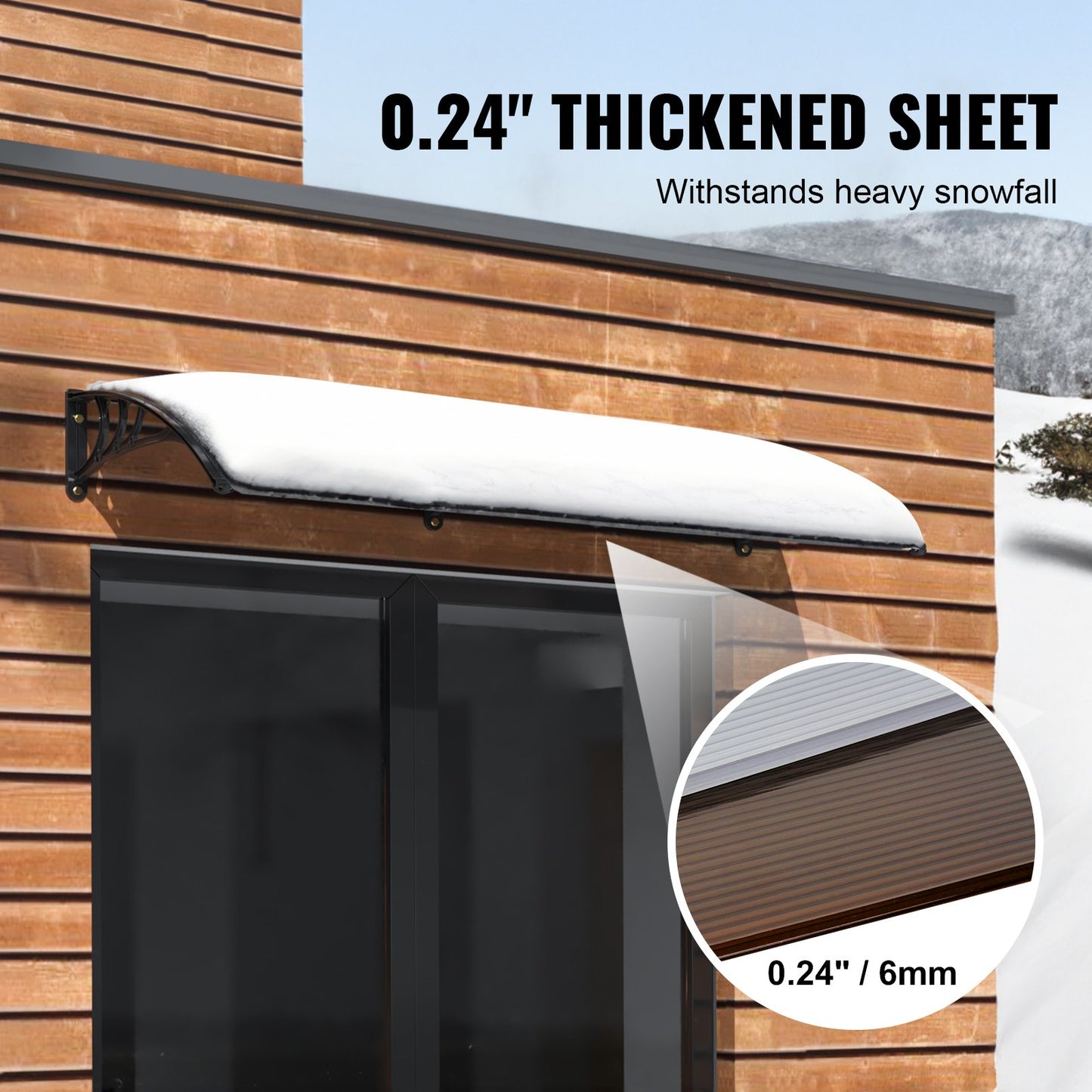 Window Door Awning Canopy 40" x 40", UPF 50+ Polycarbonate Entry Door Outdoor Window Awning Exterior, Front Door Overhang Awning for Sun Shutter, UV, Rain, Snow Protection, Hollow Sheet