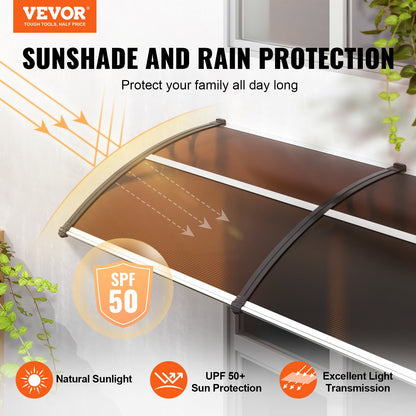 Window Door Awning Canopy 80" x 40", UPF 50+ Polycarbonate Entry Door Outdoor Window Awning Exterior, Front Door Overhang Awning for Sun Shutter, UV, Rain, Snow Protection, Hollow Sheet