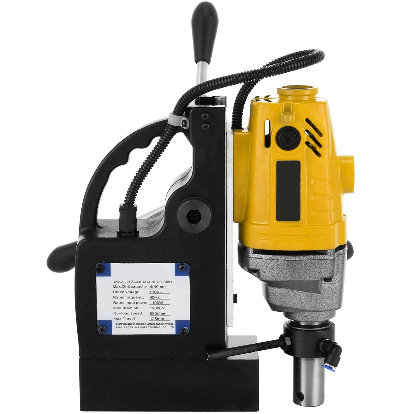 MD40 38.1 mm Electric Magnetic Drill Press Drilling Machine with 11PC HSS Cutter Set Precise Annular Cutter Kit Compact Switchable Evolution 1100W Magnet Force