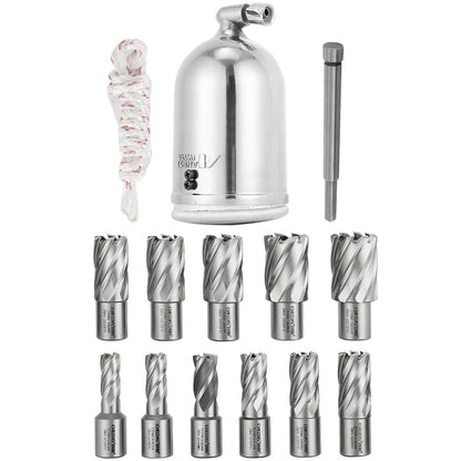 MD40 38.1 mm Electric Magnetic Drill Press Drilling Machine with 11PC HSS Cutter Set Precise Annular Cutter Kit Compact Switchable Evolution 1100W Magnet Force