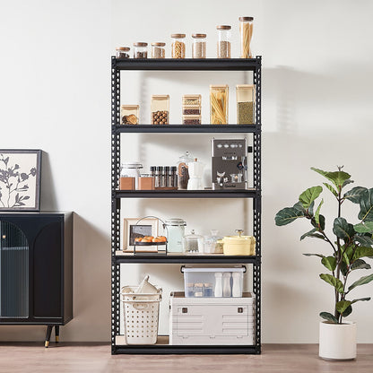 Storage Shelves, 2000 lbs, 5 Tier Garage Storage Shelving, 16" D x 36" W x 71.4" H Adjustable Metal Shelves for Garage Shelves Utility Rack Shelf, Ideal for Kitchen, Warehouse, Basement, Black