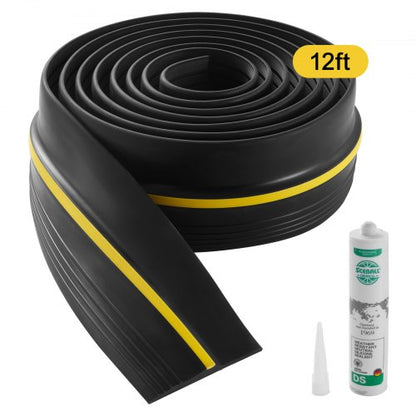 Garage Door Threshold Seal Strip, 12 FT Universal Garage Door Floor Seal Strip with Adhesive, Garage Door Bottom Weatherproof Strip, Upgraded Thick PVC DIY Weather Stripping Replacement, Black